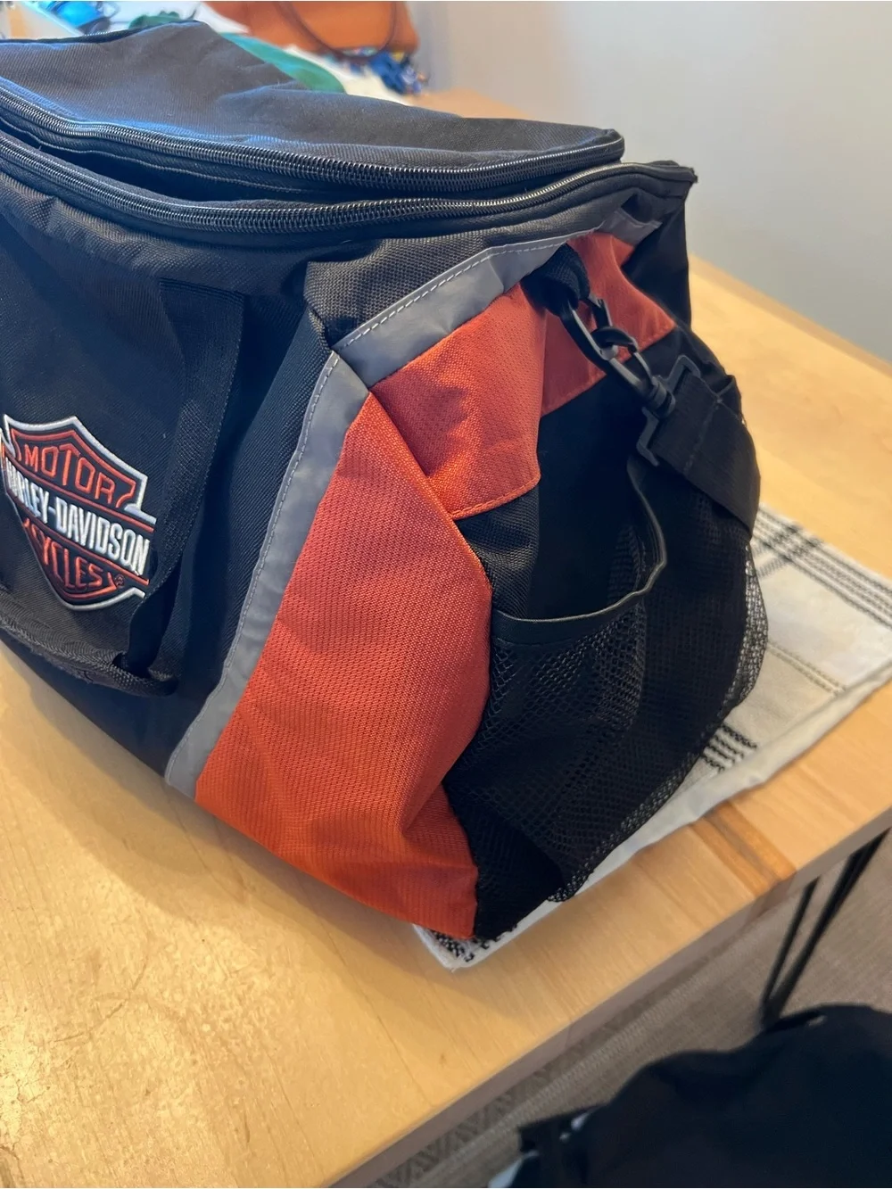 Harley-Davidson Black and Orange Logo Duffel Bag